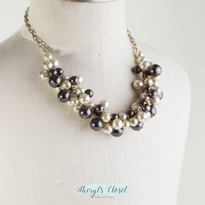 Glass Pearl Cluster Necklace